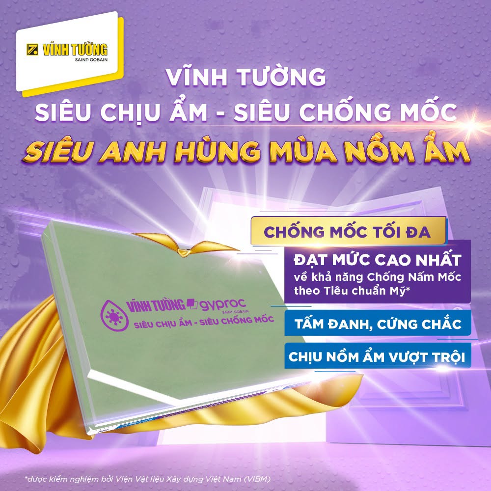Tấm Thạch Cao Vĩnh Tường Siêu Chịu Ẩm – Giải Pháp Chống Nồm Ẩm, Chống Mốc Hiệu Quả Cho Mọi Công Trình